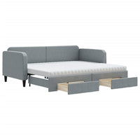 vidaXL Divano Letto Estraibile Cassetti Grigio Chiaro 90x190cm Tessuto