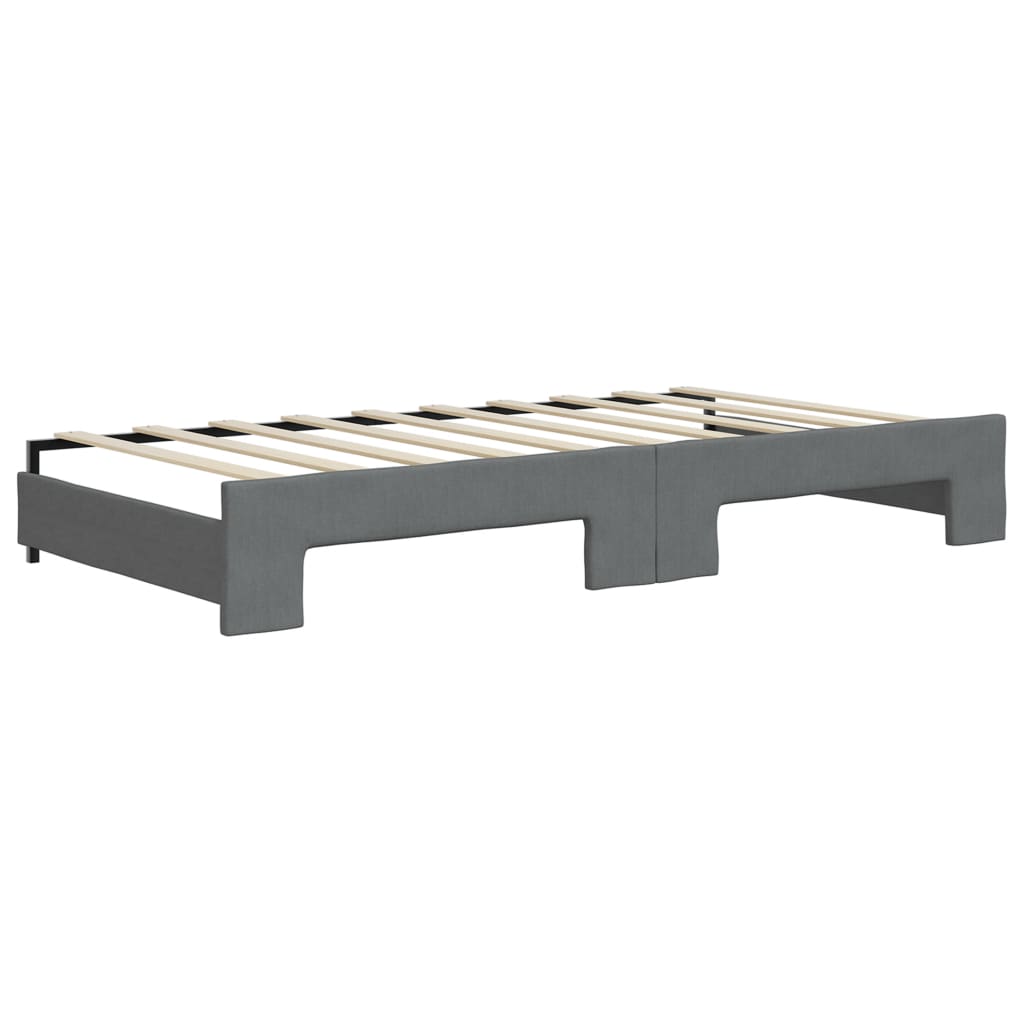 Divano Letto Estraibile Cassetti Grigio Scuro 90x190cm Tessuto