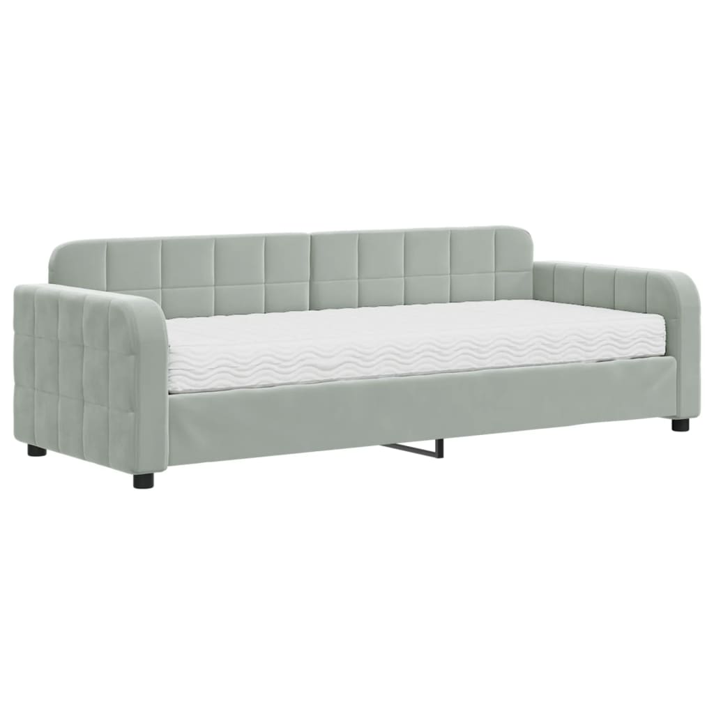 Divano Letto con Materasso-Sofa Letto-Daybed Grigio Chiaro 80x200 cm in Velluto 828327