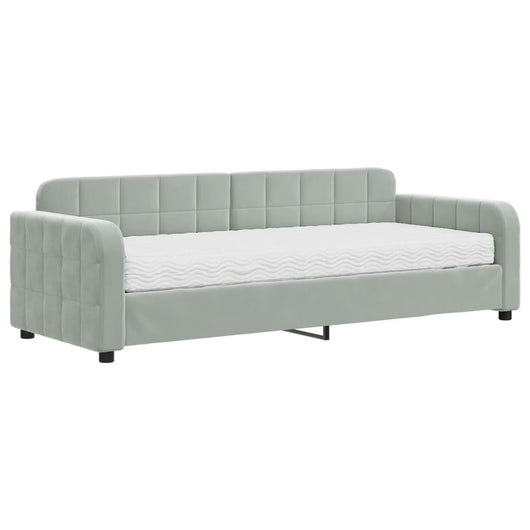 Divano Letto con Materasso-Sofa Letto-Daybed Grigio Chiaro 80x200 cm in Velluto 828327