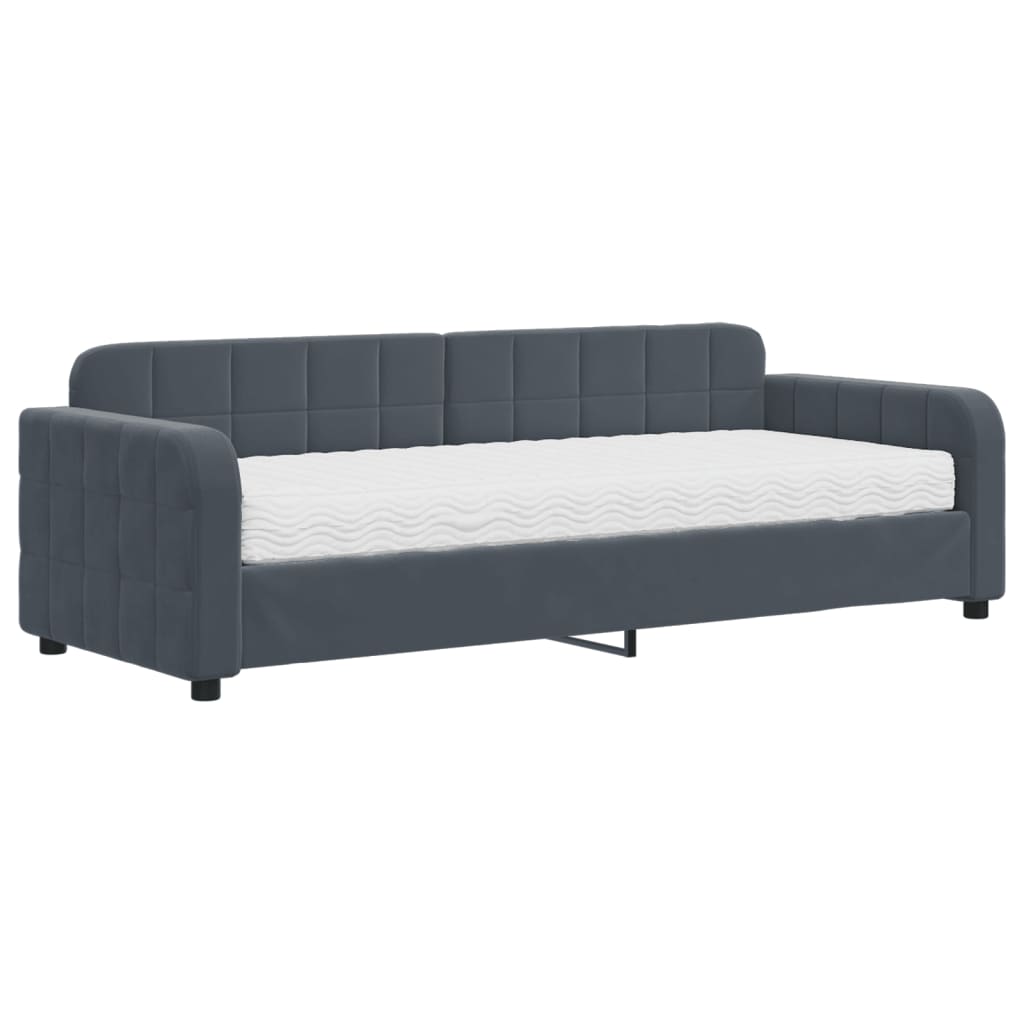 Divano Letto con Materasso-Sofa Letto-Daybed Grigio Scuro 80x200 cm in Velluto 241415