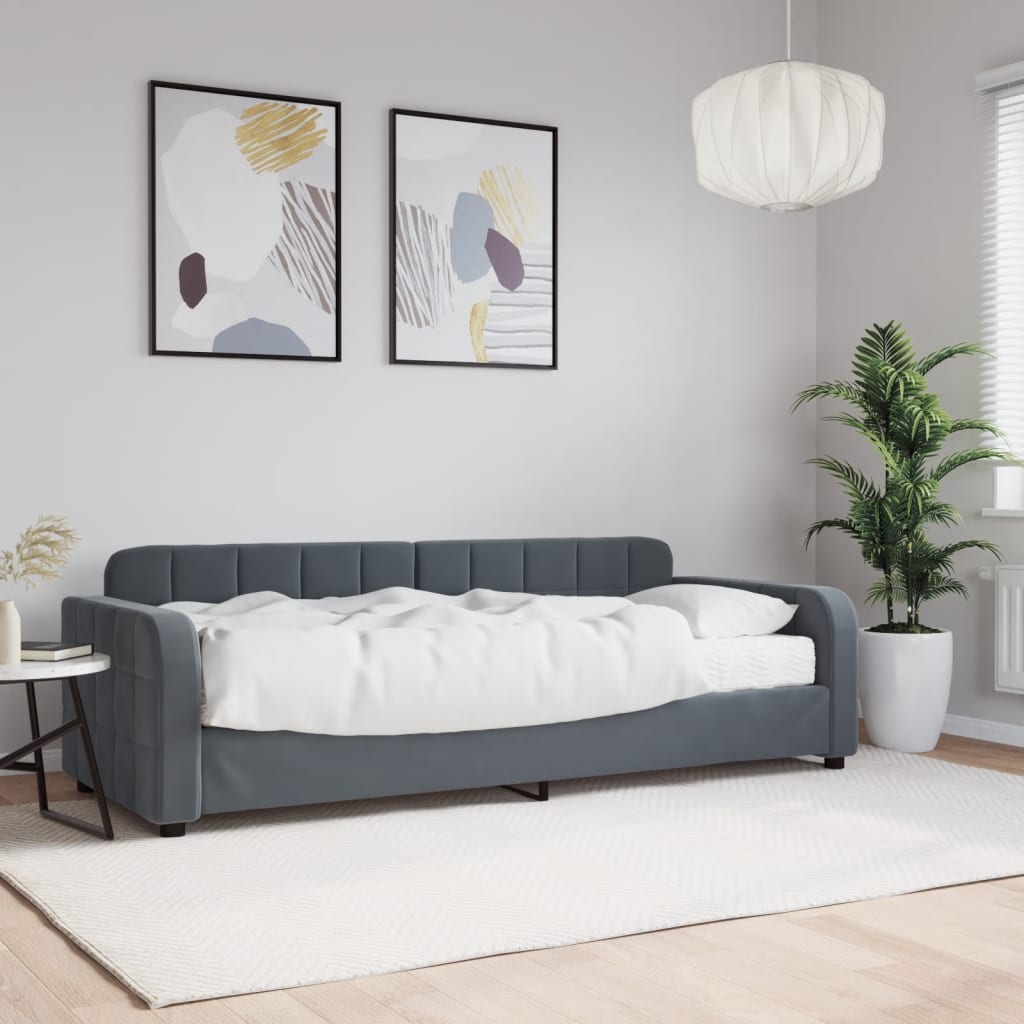 Divano Letto con Materasso Grigio Scuro 80x200 cm in Velluto 3196899