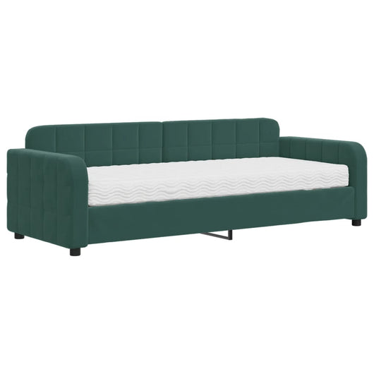 Divano Letto con Materasso Verde Scuro 80x200 cm in Velluto 3196900