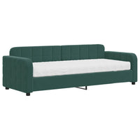 Divano Letto con Materasso Verde Scuro 80x200 cm in Velluto