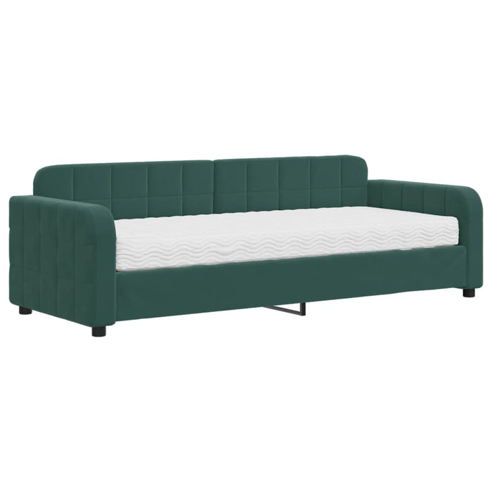 Divano Letto con Materasso Verde Scuro 80x200 cm in Velluto
