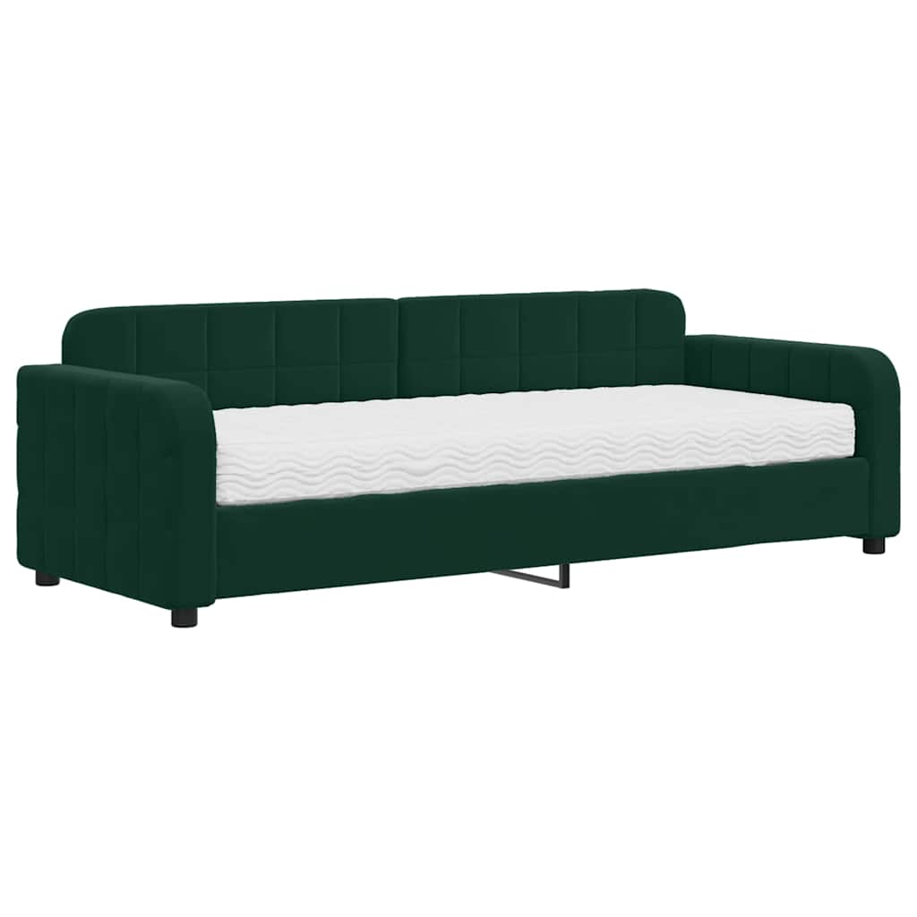 Divano Letto con Materasso-Sofa Letto-Daybed Verde Scuro 80x200 cm in Velluto 367126