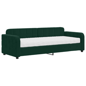 Divano Letto con Materasso-Sofa Letto-Daybed Verde Scuro 80x200 cm in Velluto 367126