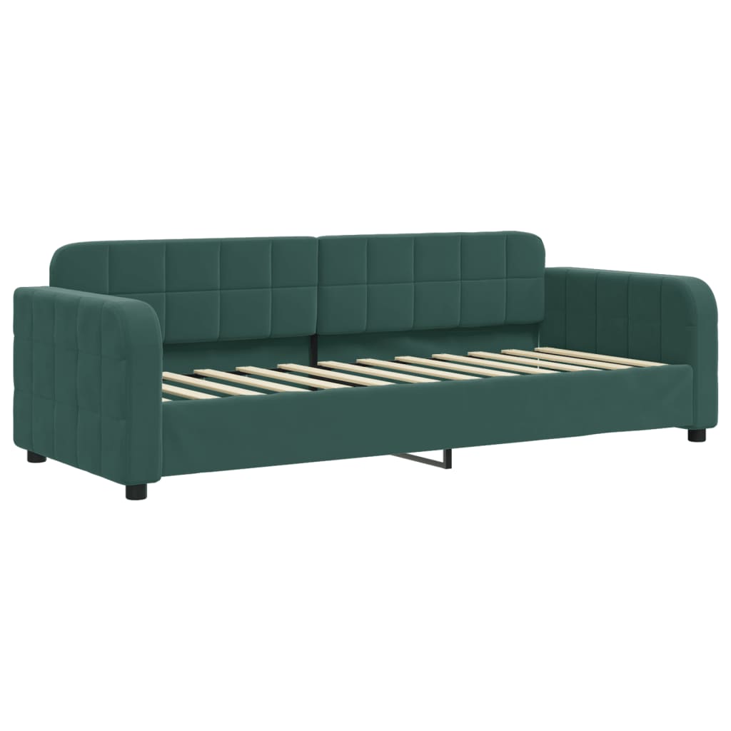 Divano Letto con Materasso Verde Scuro 80x200 cm in Velluto