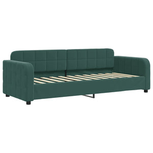 Divano Letto con Materasso Verde Scuro 80x200 cm in Velluto