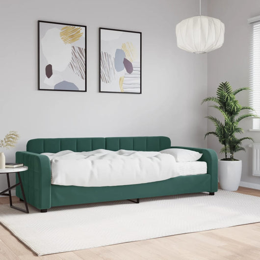 Divano Letto con Materasso Verde Scuro 80x200 cm in Velluto 3196900