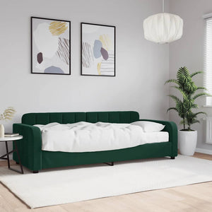 Divano Letto con Materasso-Sofa Letto-Daybed Verde Scuro 80x200 cm in Velluto 367126