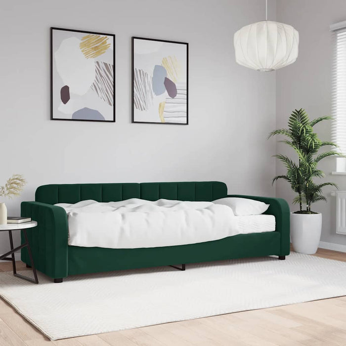 Divano Letto con Materasso-Sofa Letto-Daybed Verde Scuro 80x200 cm in Velluto 367126