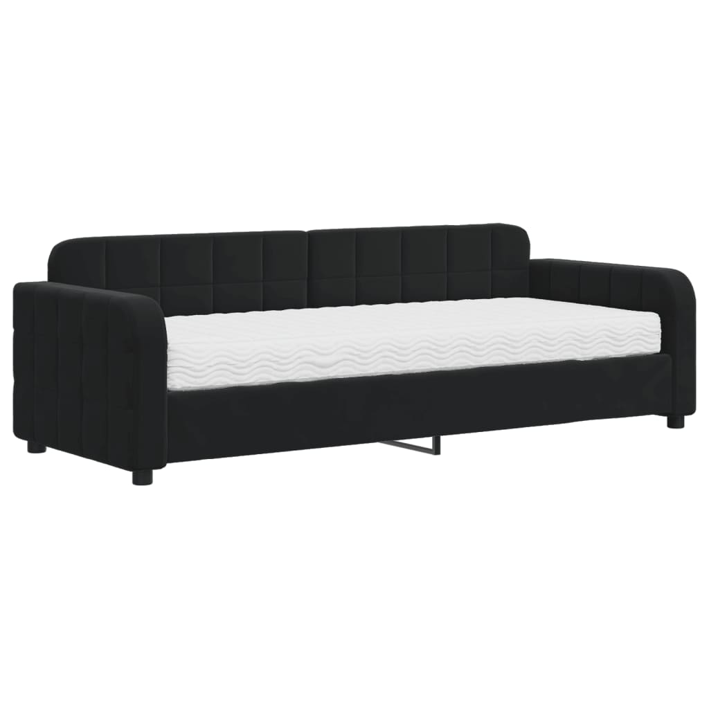 Divano Letto con Materasso-Sofa Letto-Daybed Nero 80x200 cm in Velluto 325496