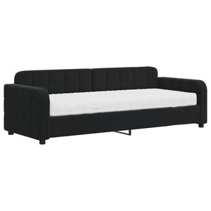 Divano Letto con Materasso-Sofa Letto-Daybed Nero 80x200 cm in Velluto 325496