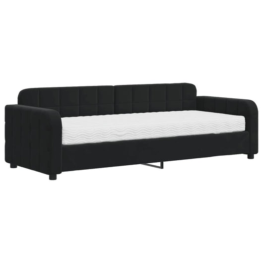 Divano Letto con Materasso-Sofa Letto-Daybed Nero 80x200 cm in Velluto 325496