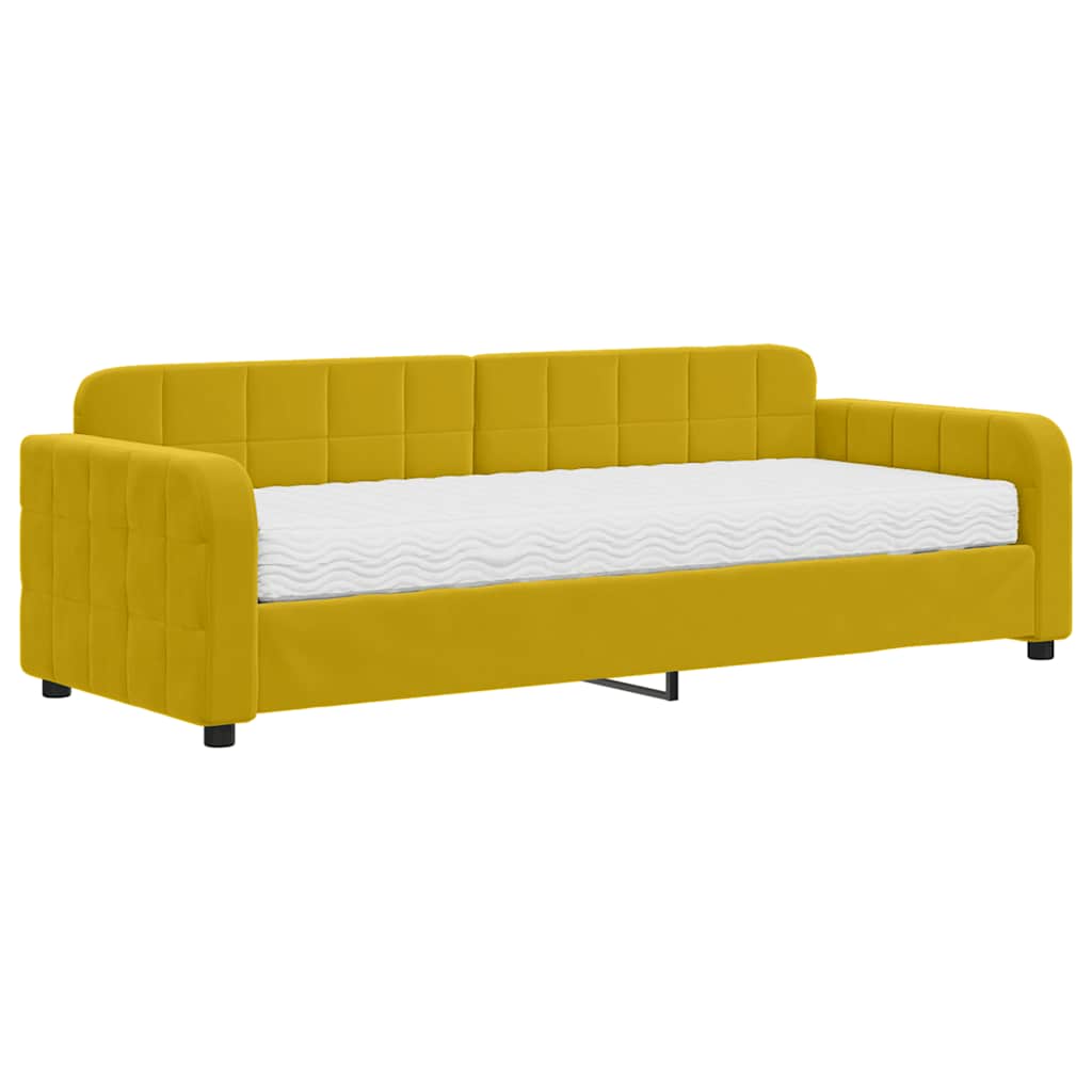 Divano Letto con Materasso-Sofa Letto-Daybed Giallo 80x200 cm in Velluto 530587