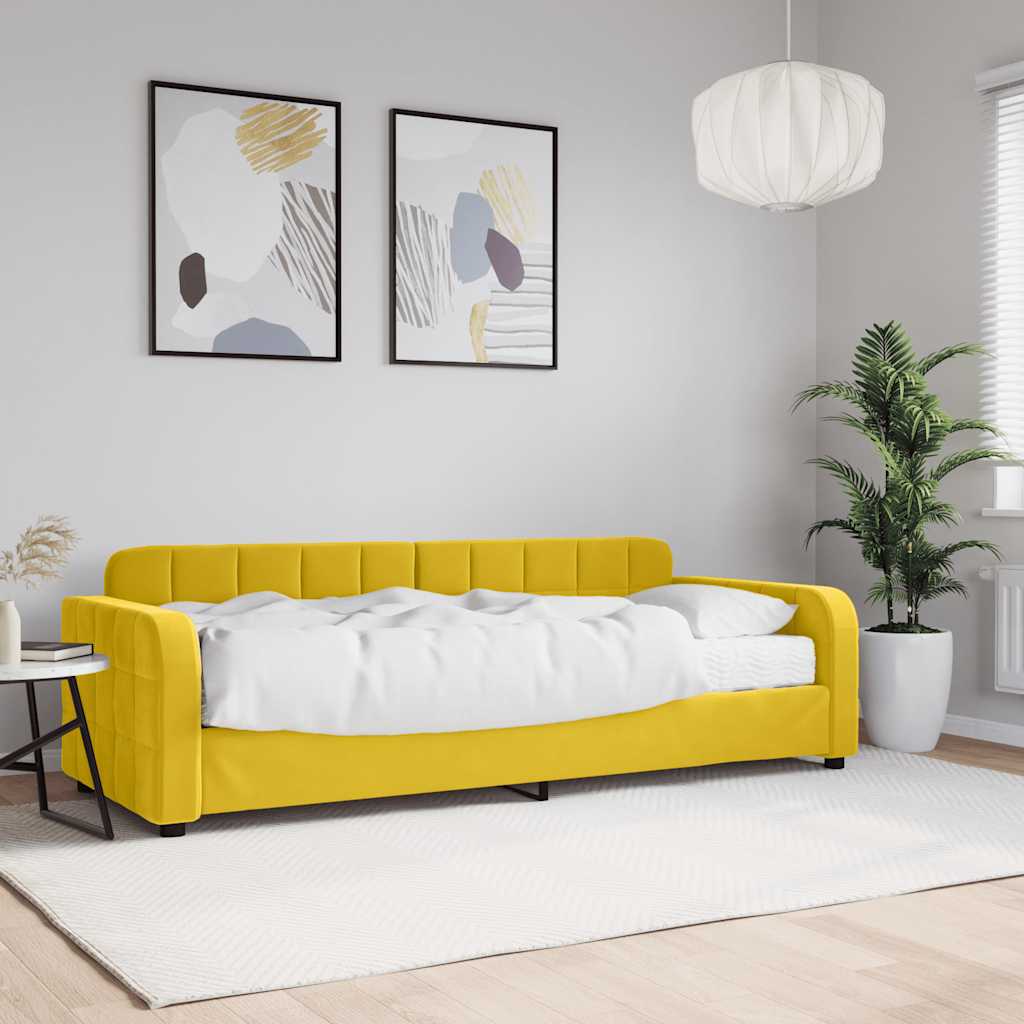 Divano Letto con Materasso-Sofa Letto-Daybed Giallo 80x200 cm in Velluto 530587