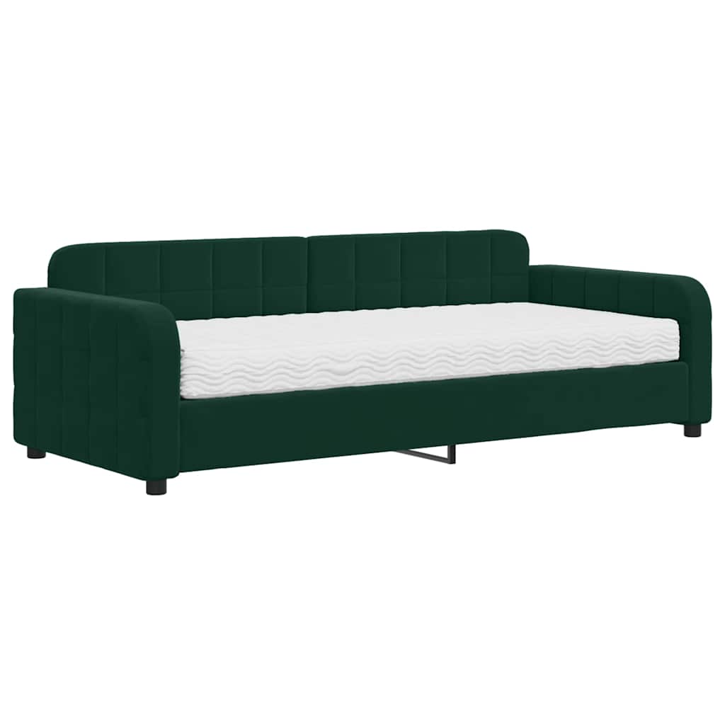 Divano Letto con Materasso-Sofa Letto-Daybed Verde Scuro 90x200 cm in Velluto 402951
