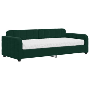 Divano Letto con Materasso-Sofa Letto-Daybed Verde Scuro 90x200 cm in Velluto 402951
