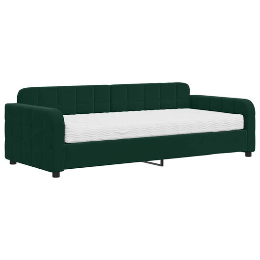 Divano Letto con Materasso-Sofa Letto-Daybed Verde Scuro 90x200 cm in Velluto 402951