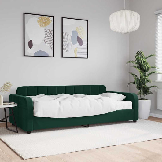 Divano Letto con Materasso-Sofa Letto-Daybed Verde Scuro 90x200 cm in Velluto 402951