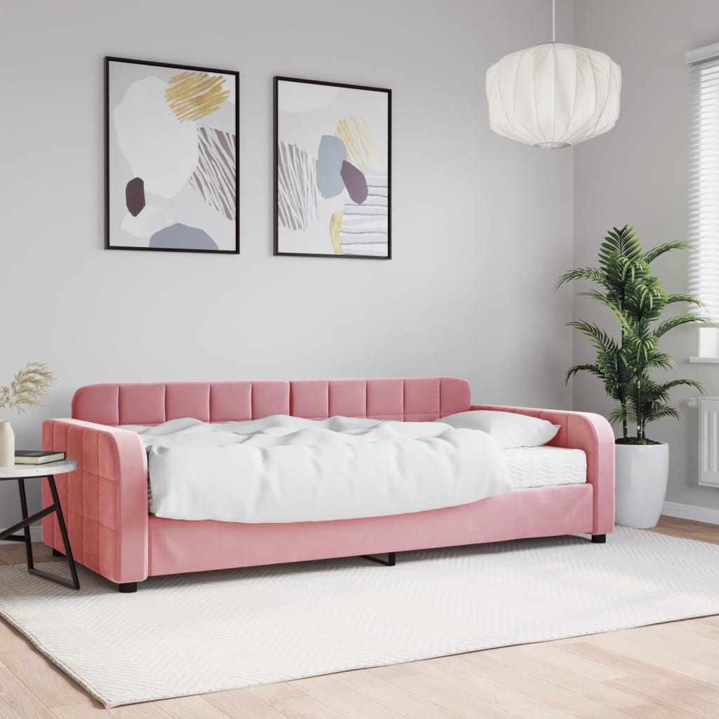 Divano Letto con Materasso Rosa 90x200 cm in Velluto 3196908