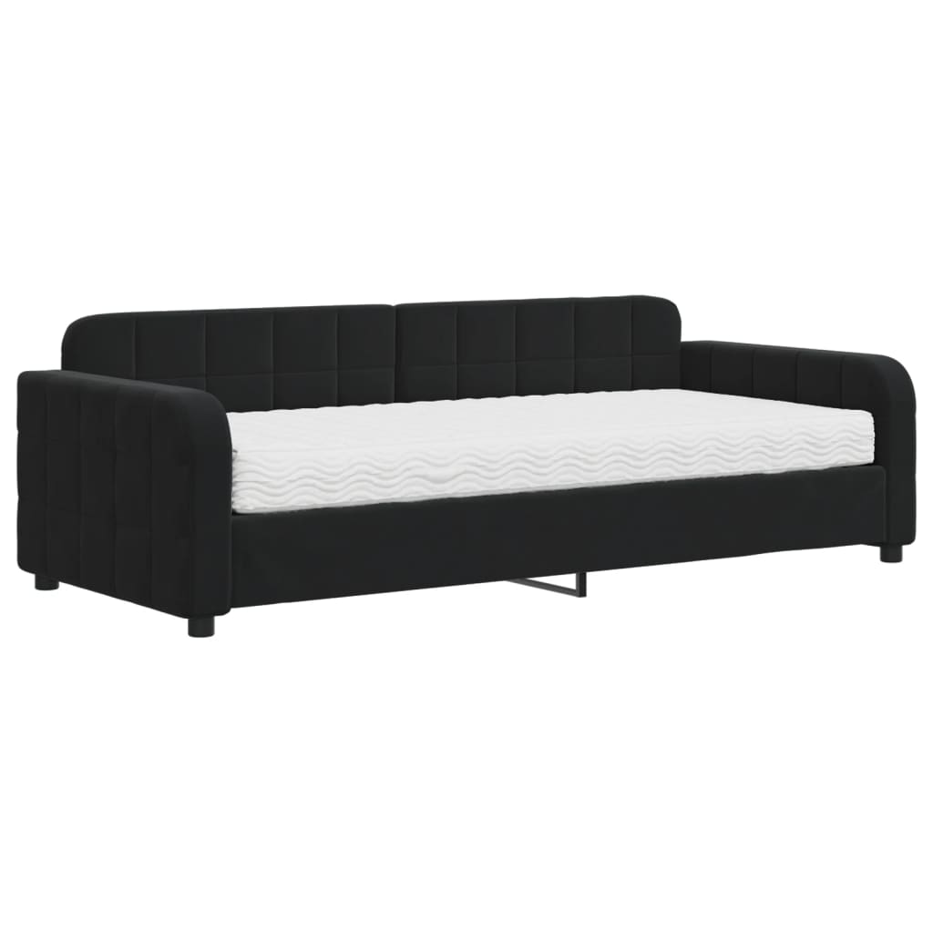 Divano Letto con Materasso-Sofa Letto-Daybed Nero 90x200 cm in Velluto 478105