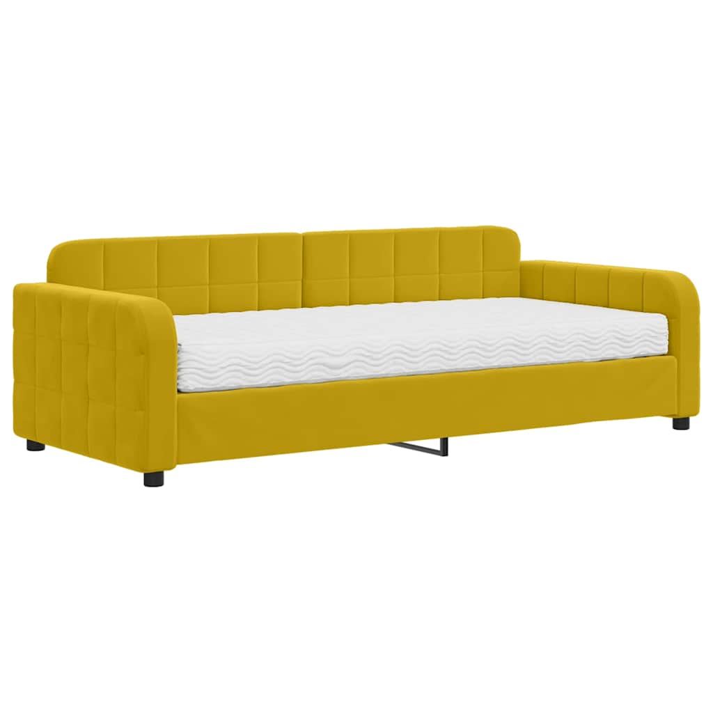 Divano Letto con Materasso-Sofa Letto-Daybed Giallo 90x200 cm in Velluto 309544