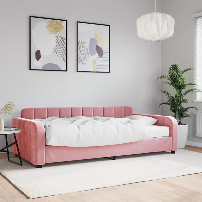 Divano Letto con Materasso Rosa 100x200 cm in Velluto 3196915