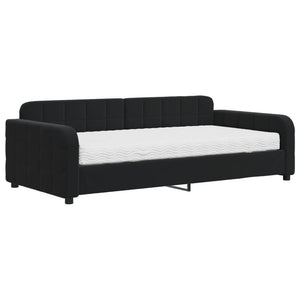 Divano Letto con Materasso-Sofa Letto-Daybed Nero 100x200 cm in Velluto 514928