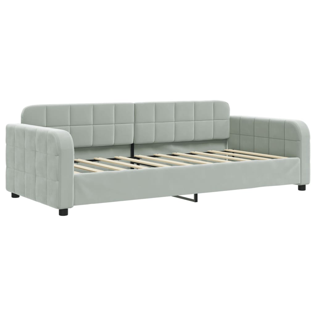 Divano Letto con Materasso-Sofa Letto-Daybed Grigio Chiaro 90x190 cm in Velluto 523126