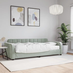 Divano Letto con Materasso-Sofa Letto-Daybed Grigio Chiaro 90x190 cm in Velluto 523126