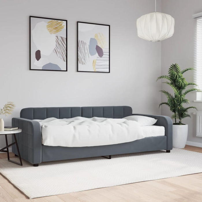 Divano Letto con Materasso Grigio Scuro 90x190 cm in Velluto