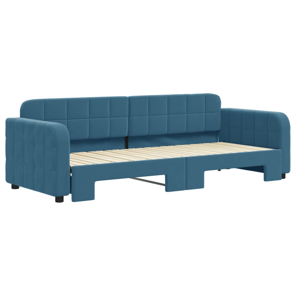 Divano Letto con Letto Estraibile Blu 80x200 cm in Velluto 3196921