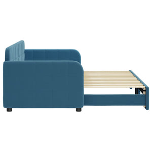 Divano Letto con Letto Estraibile Blu 80x200 cm in Velluto