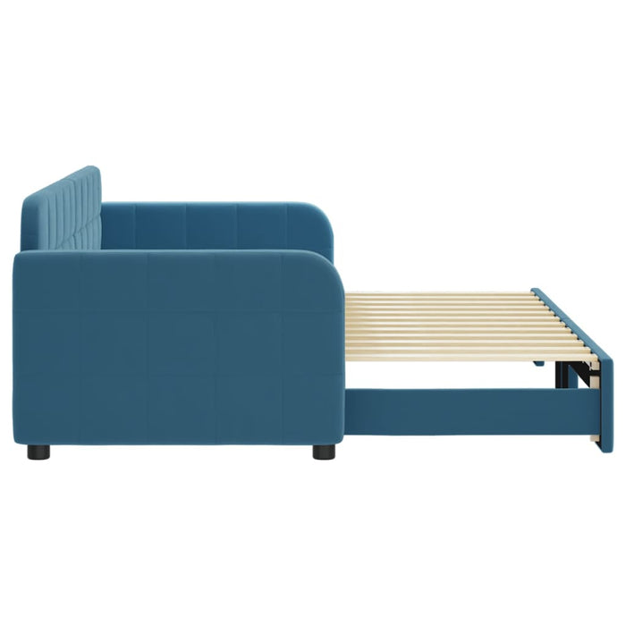 Divano Letto con Letto Estraibile Blu 80x200 cm in Velluto