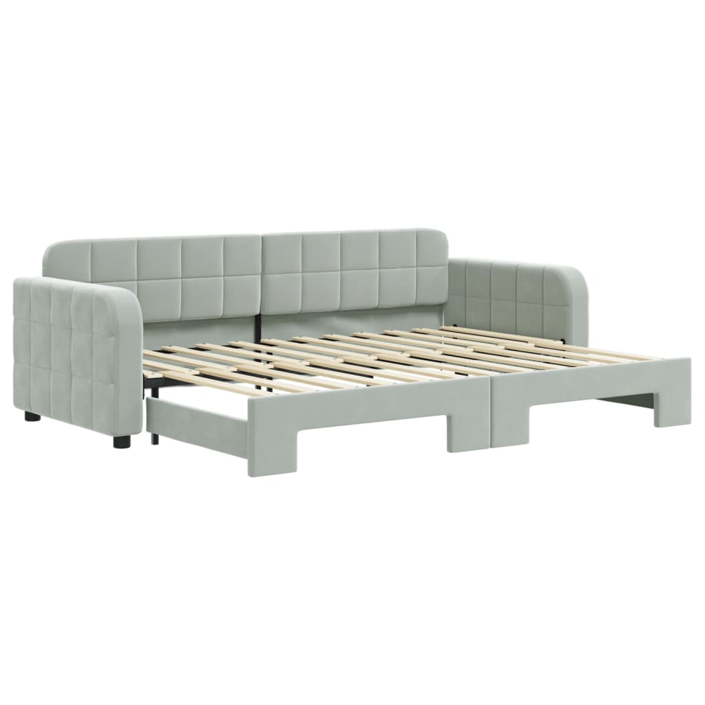 Divano Letto con Letto Estraibile Grigio Chiaro 80x200 Vellutocod mxl 130584