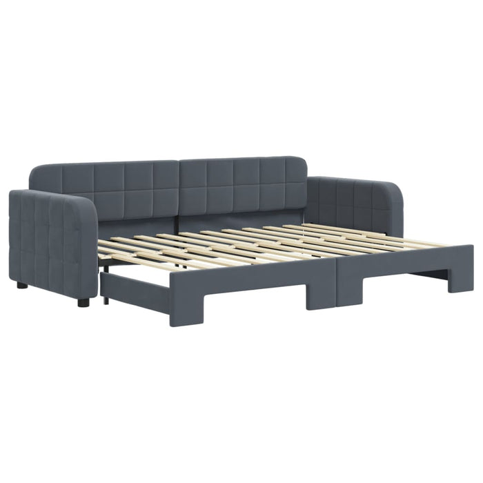 Divano Letto con Letto Estraibile Grigio Scuro 80x200cm Velluto 3196923