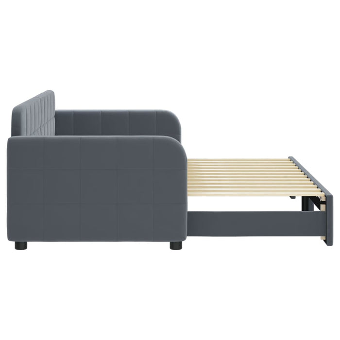 Divano Letto con Letto Estraibile Grigio Scuro 80x200cm Velluto