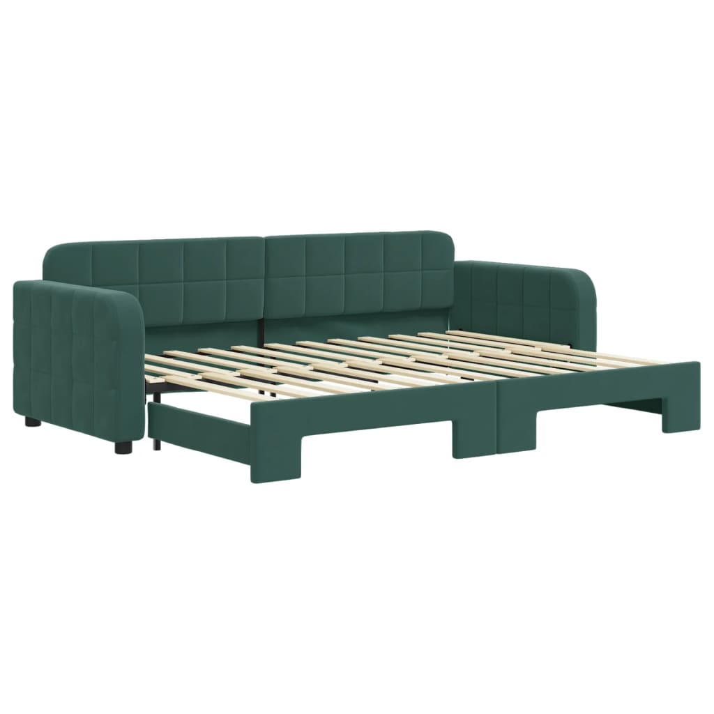 Divano Letto con Letto Estraibile Verde Scuro 80x200cm Velluto 3196924