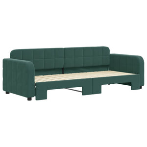 Divano Letto con Letto Estraibile Verde Scuro 80x200cm Velluto 3196924