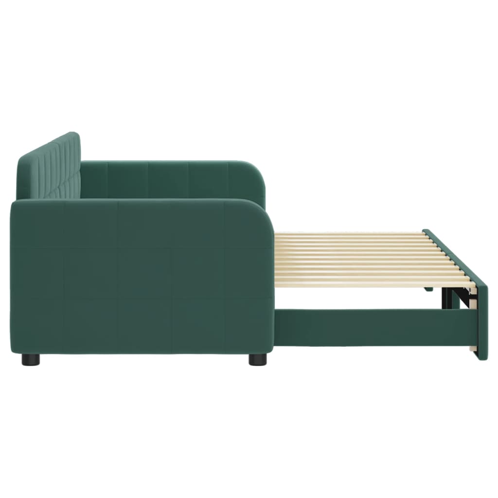 Divano Letto con Letto Estraibile Verde Scuro 80x200cm Velluto 3196924
