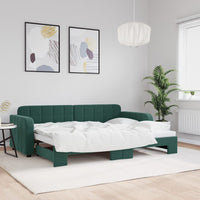 Divano Letto con Letto Estraibile Verde Scuro 80x200cm Velluto 3196924