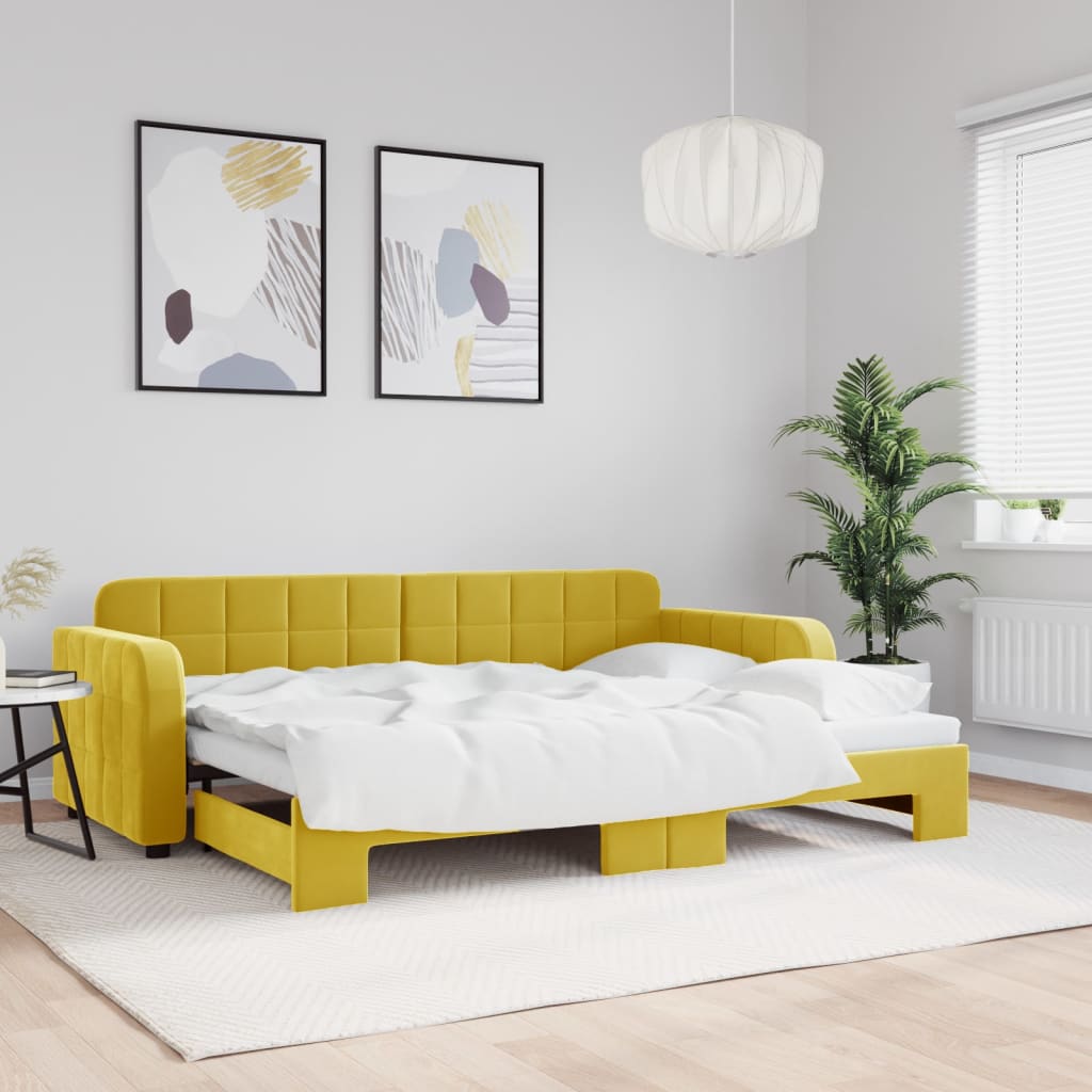 Divano Letto con Letto Estraibile Giallo 80x200 cm in Vellutocod mxl 106764