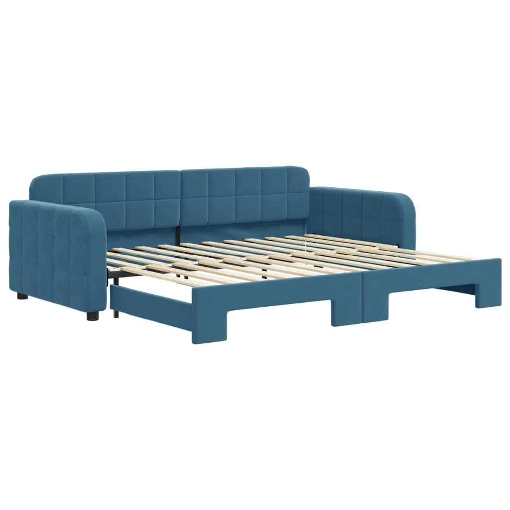 Divano Letto con Letto Estraibile-Sofa Letto-Daybed Blu 90x200 cm in Velluto 733588