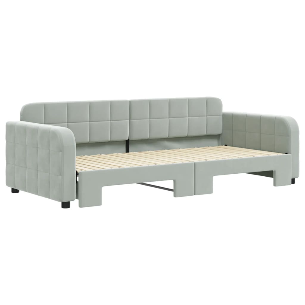 Divano Letto con Letto Estraibile Grigio Chiaro 90x200 Velluto 3196929