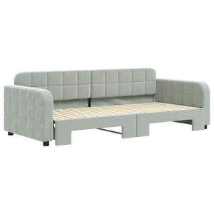 Divano Letto con Letto Estraibile Grigio Chiaro 90x200 Velluto 3196929