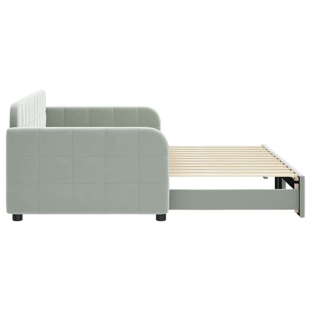 Divano Letto con Letto Estraibile Grigio Chiaro 90x200 Velluto 3196929