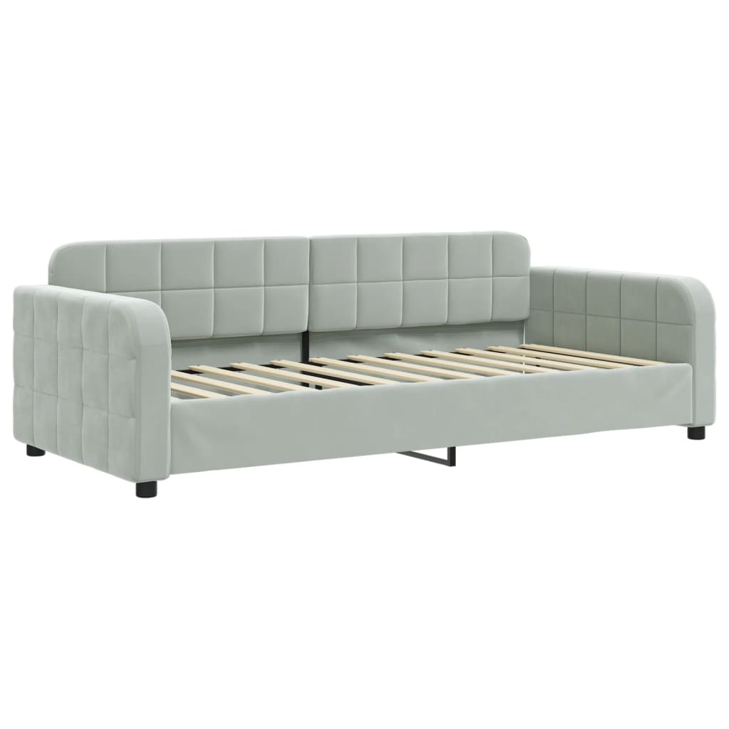 Divano Letto con Letto Estraibile Grigio Chiaro 90x200 Velluto 3196929