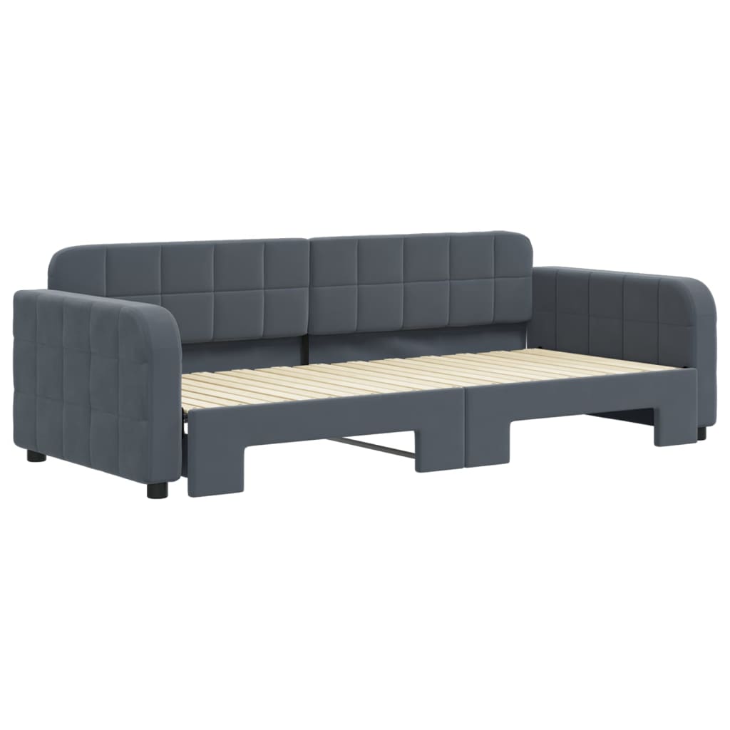Divano Letto con Letto Estraibile-Sofa Letto-Daybed Grigio Scuro 90x200cm Velluto 912397